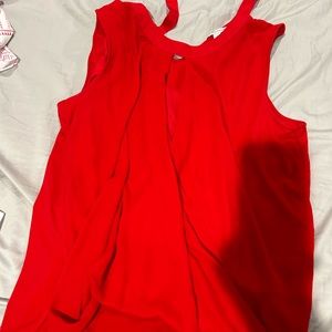 Red sleeveless XXL ties in the back blouse
